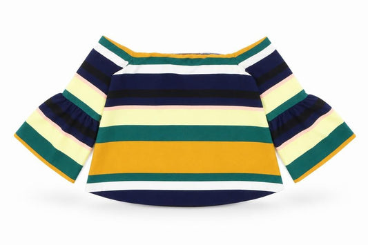 Zara Womens Multicoloured Striped Polyester Basic Blouse Size M Off the Shoulder