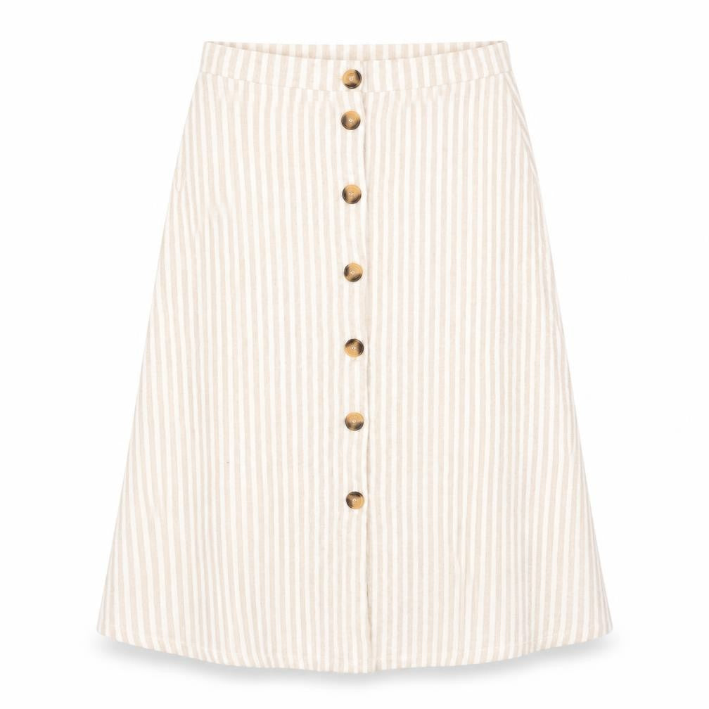 Stradivarius Womens Beige Striped Viscose A-Line Skirt Size L Button