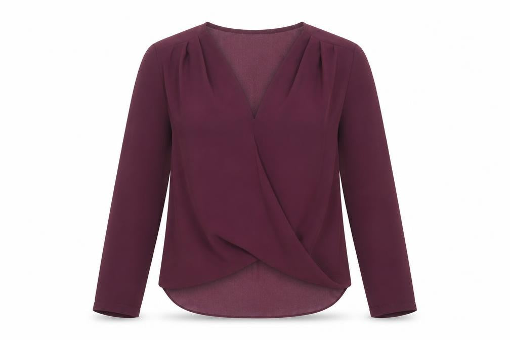 New Look Womens Red Polyester Basic Blouse Size 10 V-Neck