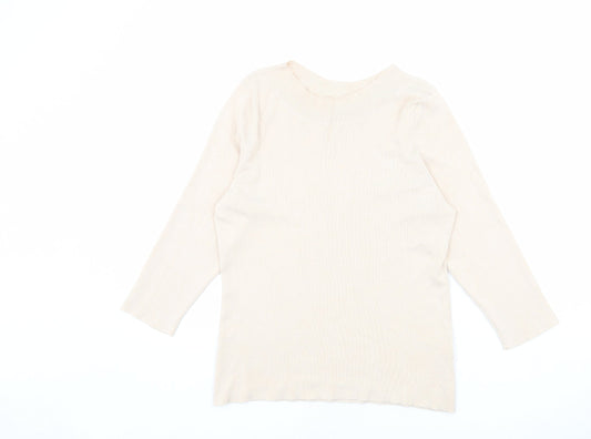 Oasis Womens Beige Round Neck Viscose Pullover Jumper Size L