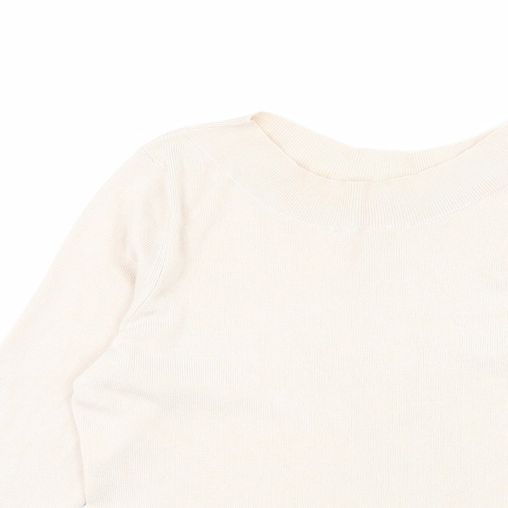 Oasis Womens Beige Round Neck Viscose Pullover Jumper Size L