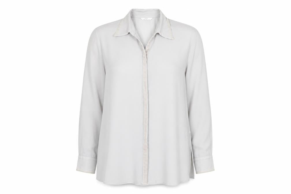 St Michael Womens Grey Polyester Basic Button-Up Size 14 Collared