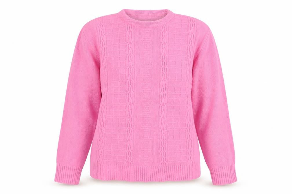 Pure & Natural Womens Pink Round Neck Acrylic Pullover Jumper Size M - Size M-L