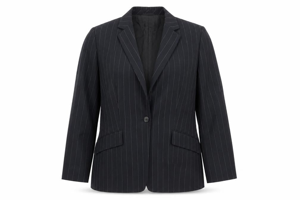 Yomanis Womens Black Striped Jacket Blazer Size 12 Button