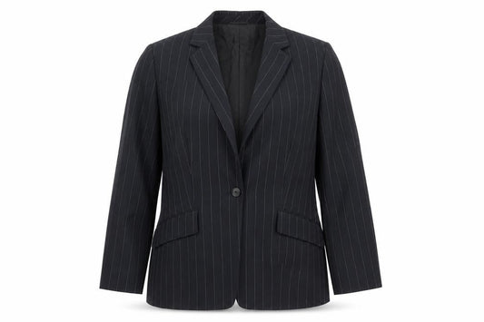 Yomanis Womens Black Striped Jacket Blazer Size 12 Button