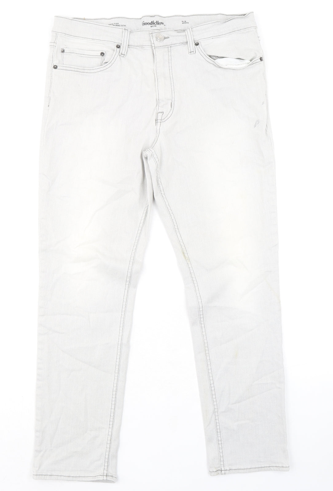 Goodfellow&Co Mens Grey Cotton Tapered Jeans Size 36 in L30 in Regular Zip