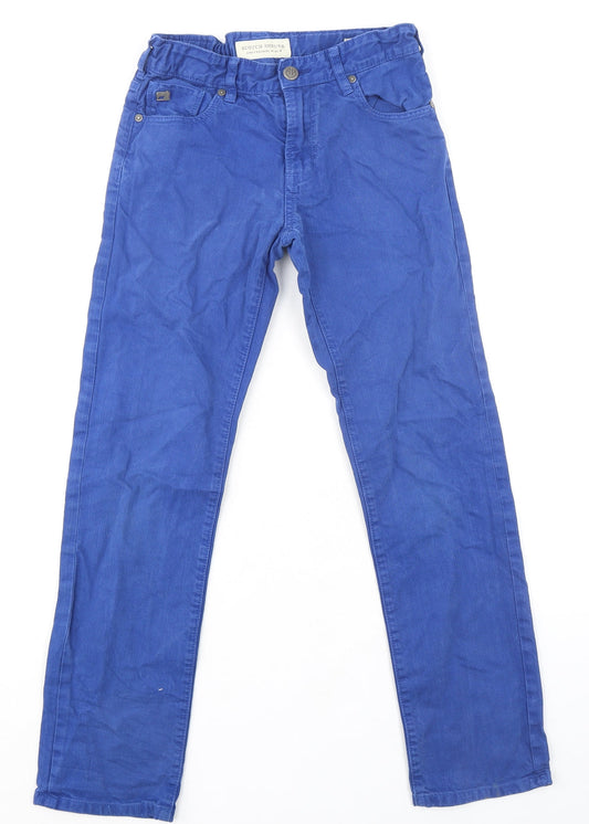Scotch Shrunk Womens Blue Cotton Straight Jeans Size 10 L27 in Regular Zip