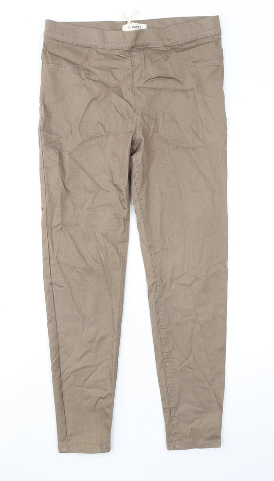 Marks and Spencer Womens Beige Cotton Trousers Size 30 in L26 in Regular