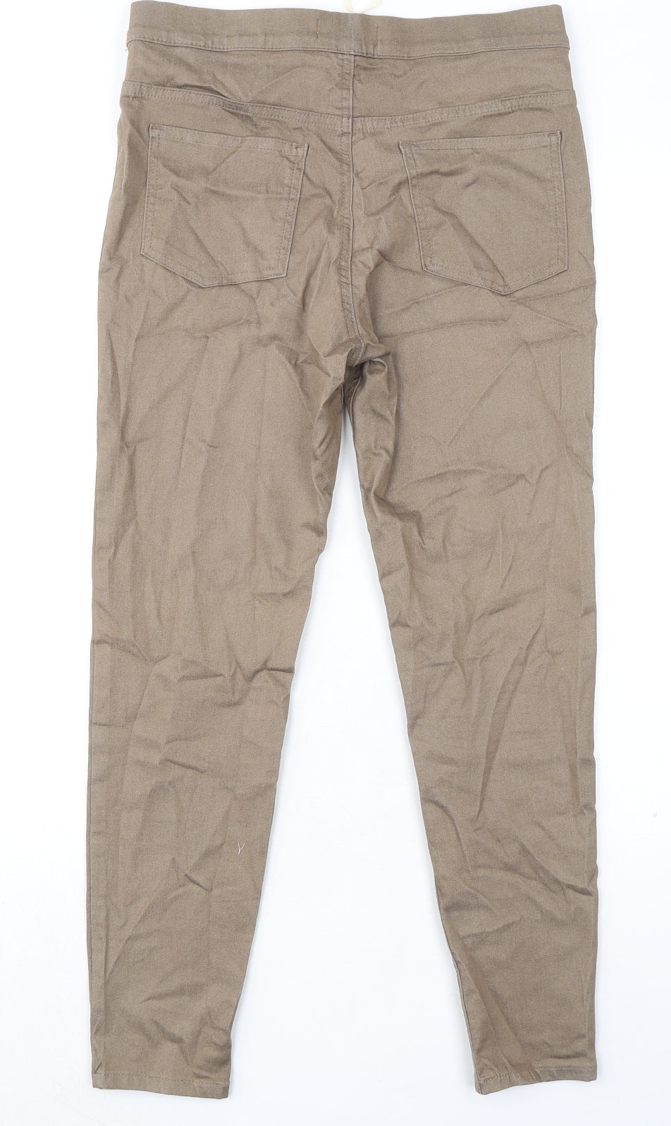 Marks and Spencer Womens Beige Cotton Trousers Size 30 in L26 in Regular