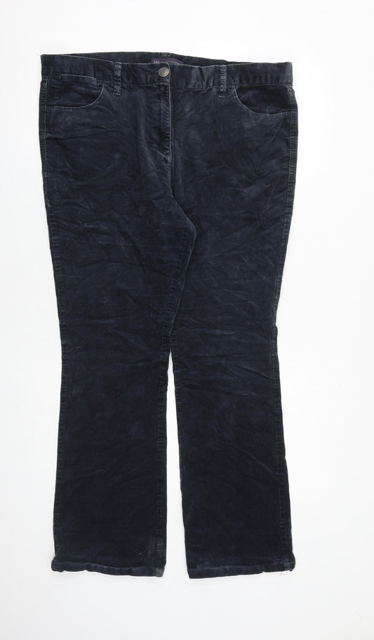 Marks and Spencer Womens Blue Cotton Trousers Size 16 L29 in Regular Zip