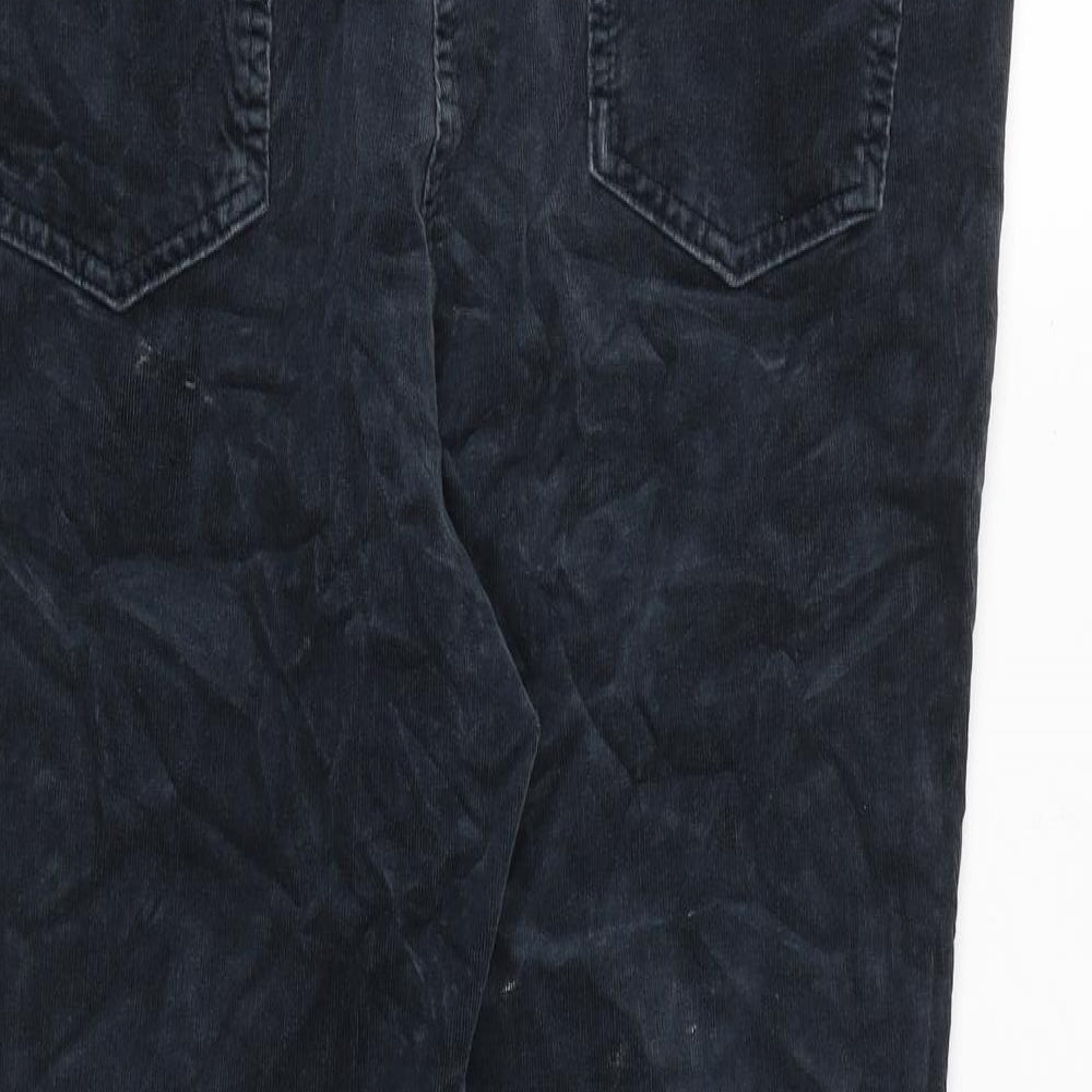 Marks and Spencer Womens Blue Cotton Trousers Size 16 L29 in Regular Zip