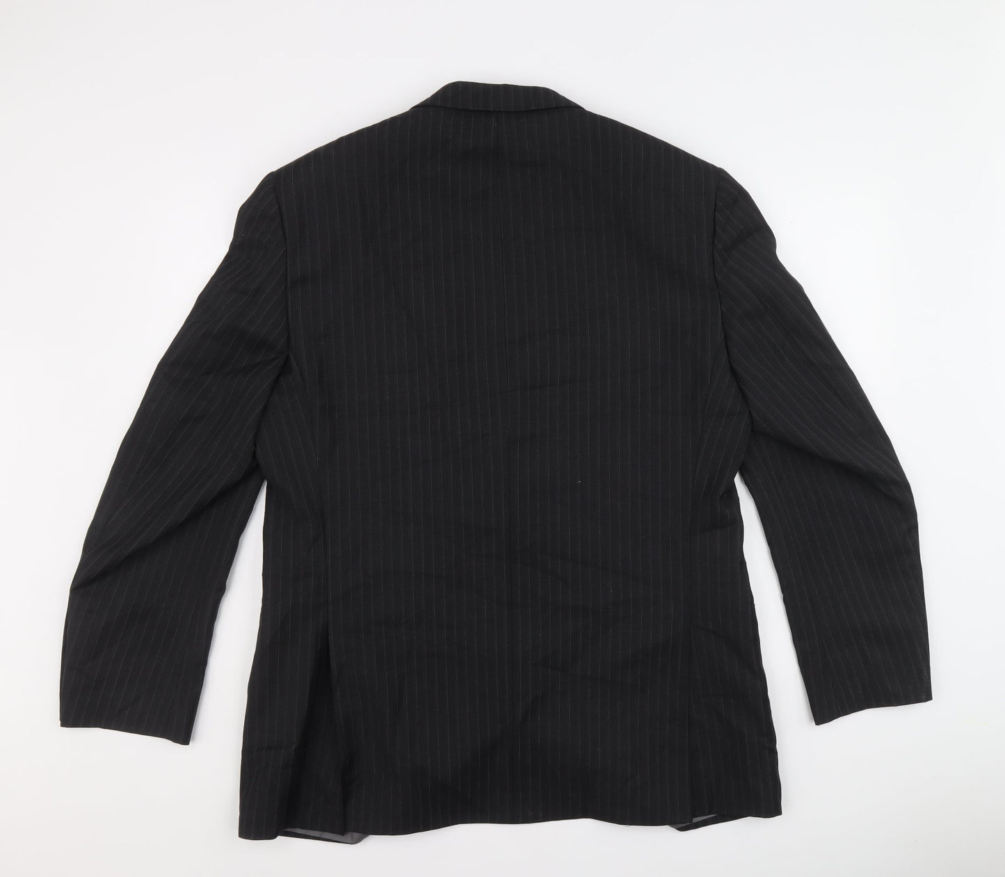 Marks and Spencer Mens Black Striped Polyester Jacket Suit Jacket Size 42 Regular