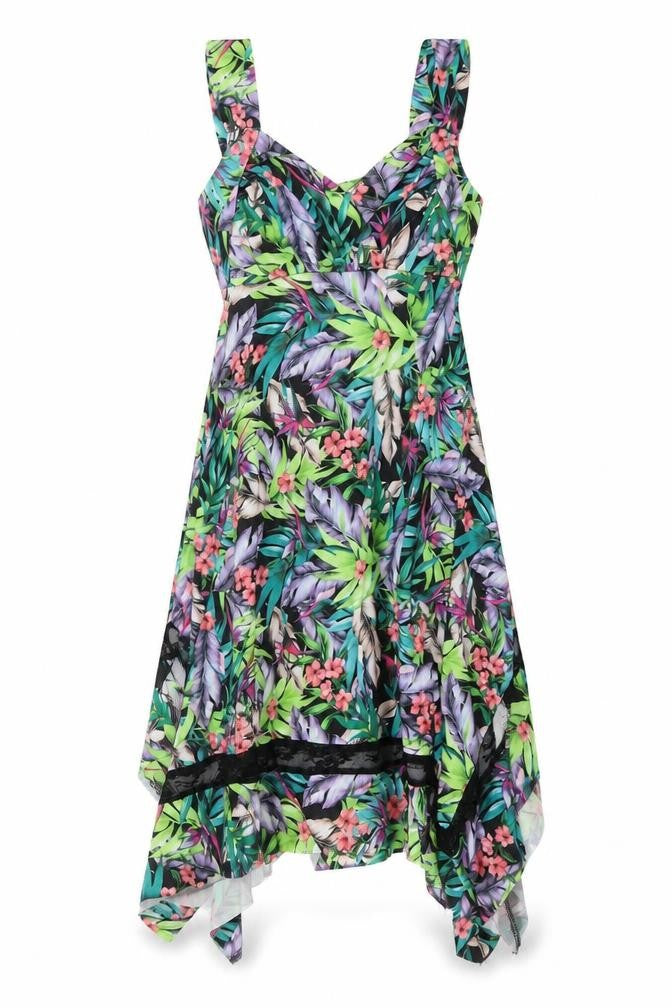 Izabel Womens Multicoloured Floral Polyester Tank Dress Size 8 V-Neck Pullover
