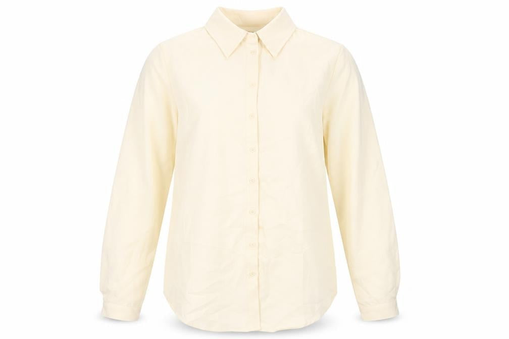 PRETTYLITTLETHING Womens Beige Polyester Basic Button-Up Size 4 Collared