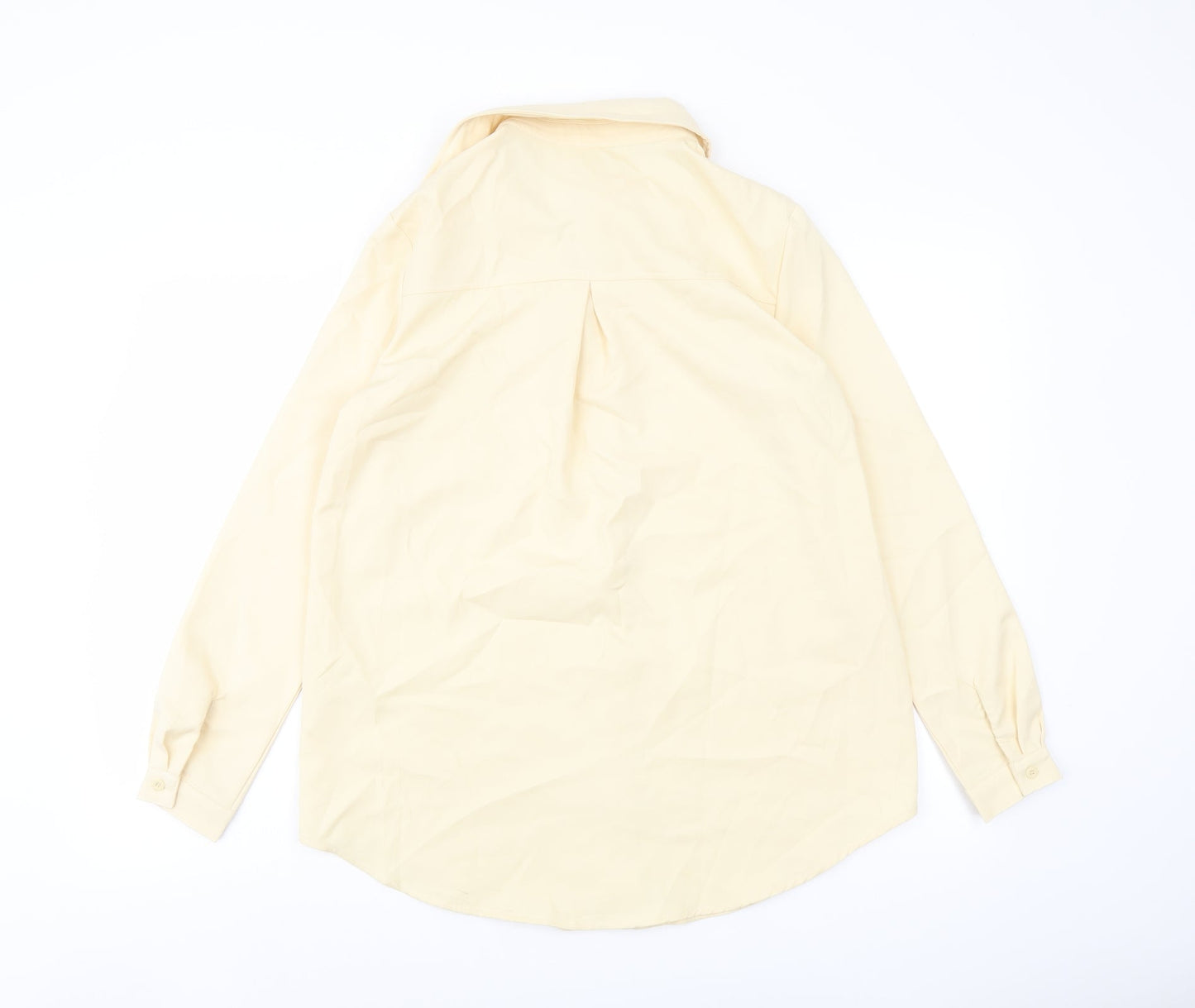 PRETTYLITTLETHING Womens Beige Polyester Basic Button-Up Size 4 Collared