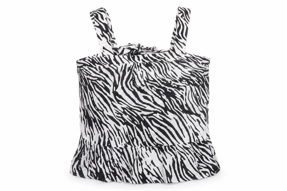 Marks & Spencer Womens Black Animal Print Cotton Basic Tank Size 22 Square Neck