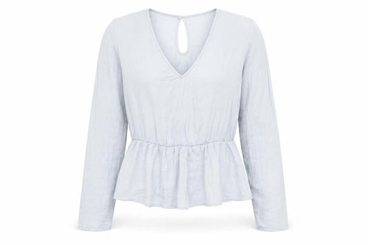 Marks and Spencer Womens Grey Polyester Basic Blouse Size 8 V-Neck - Peplum