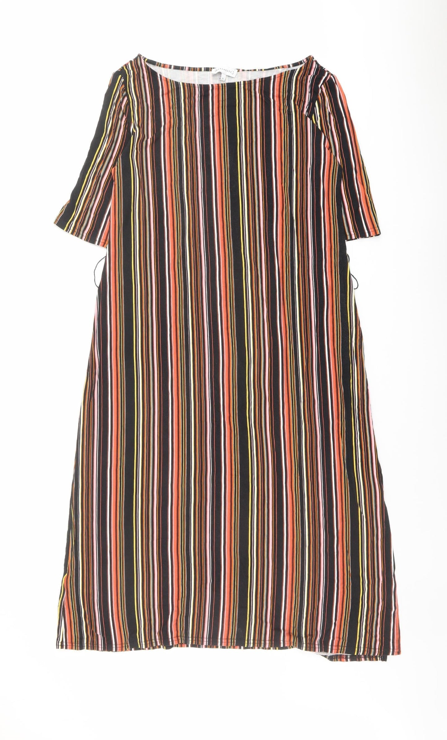 Warehouse Womens Multicoloured Striped Viscose Shift Size 12 Boat Neck Pullover