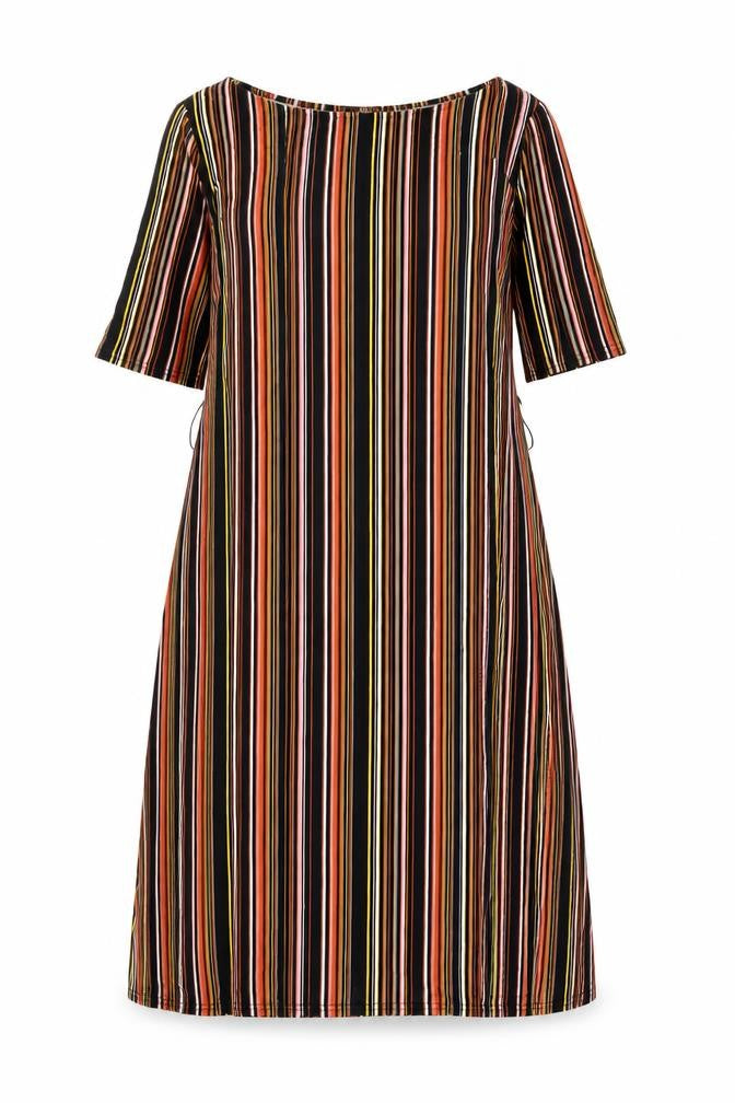 Warehouse Womens Multicoloured Striped Viscose Shift Size 12 Boat Neck Pullover