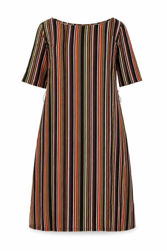 Warehouse Womens Multicoloured Striped Viscose Shift Size 12 Boat Neck Pullover