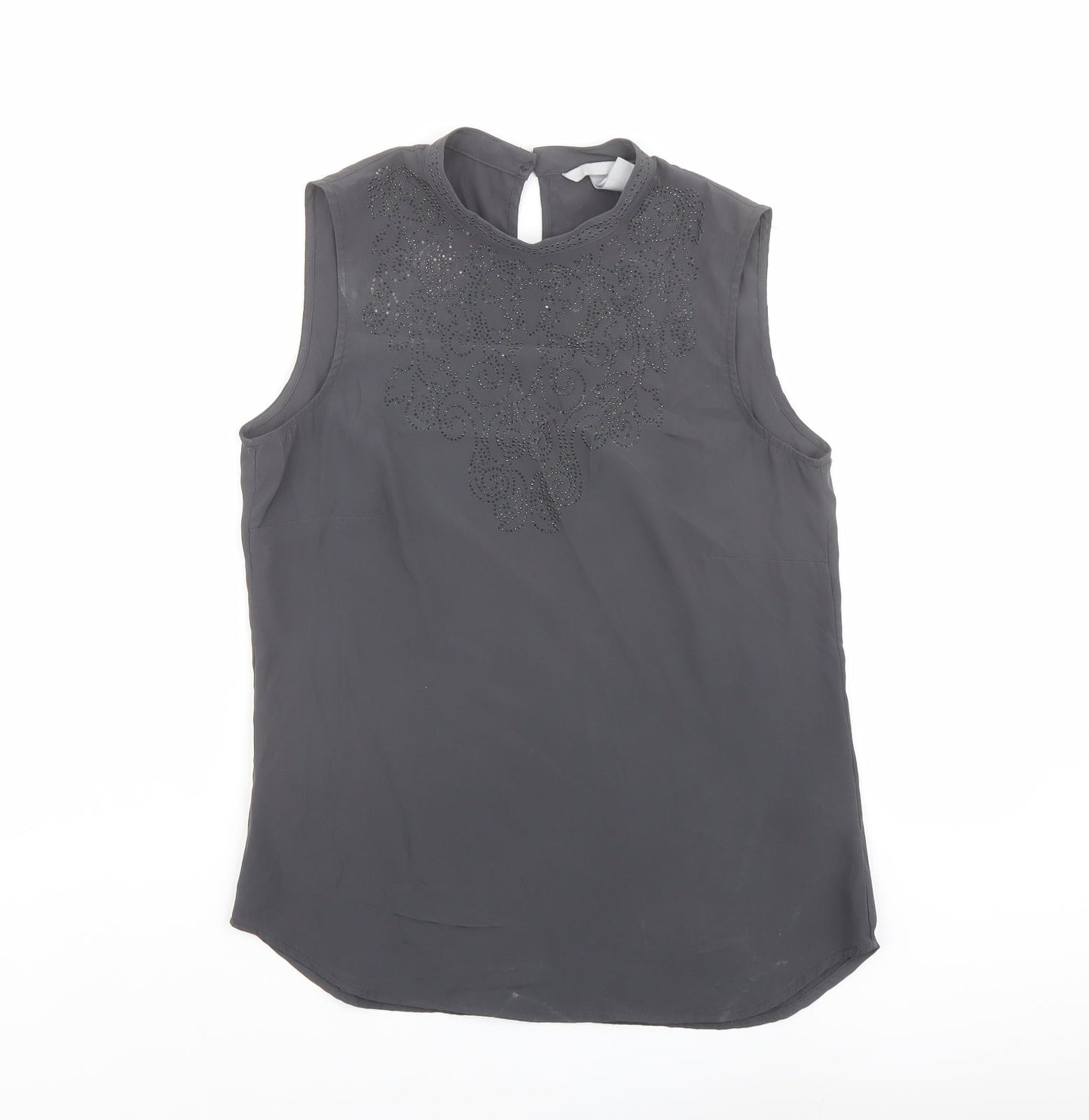 H&M Womens Grey Polyester Basic Tank Size 8 Round Neck