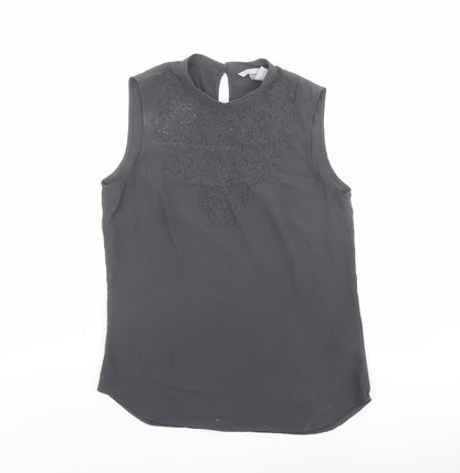 H&M Womens Grey Polyester Basic Tank Size 8 Round Neck