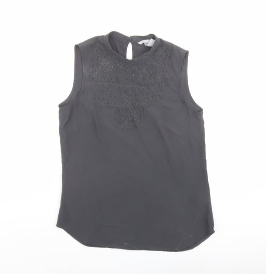 H&M Womens Grey Polyester Basic Tank Size 8 Round Neck