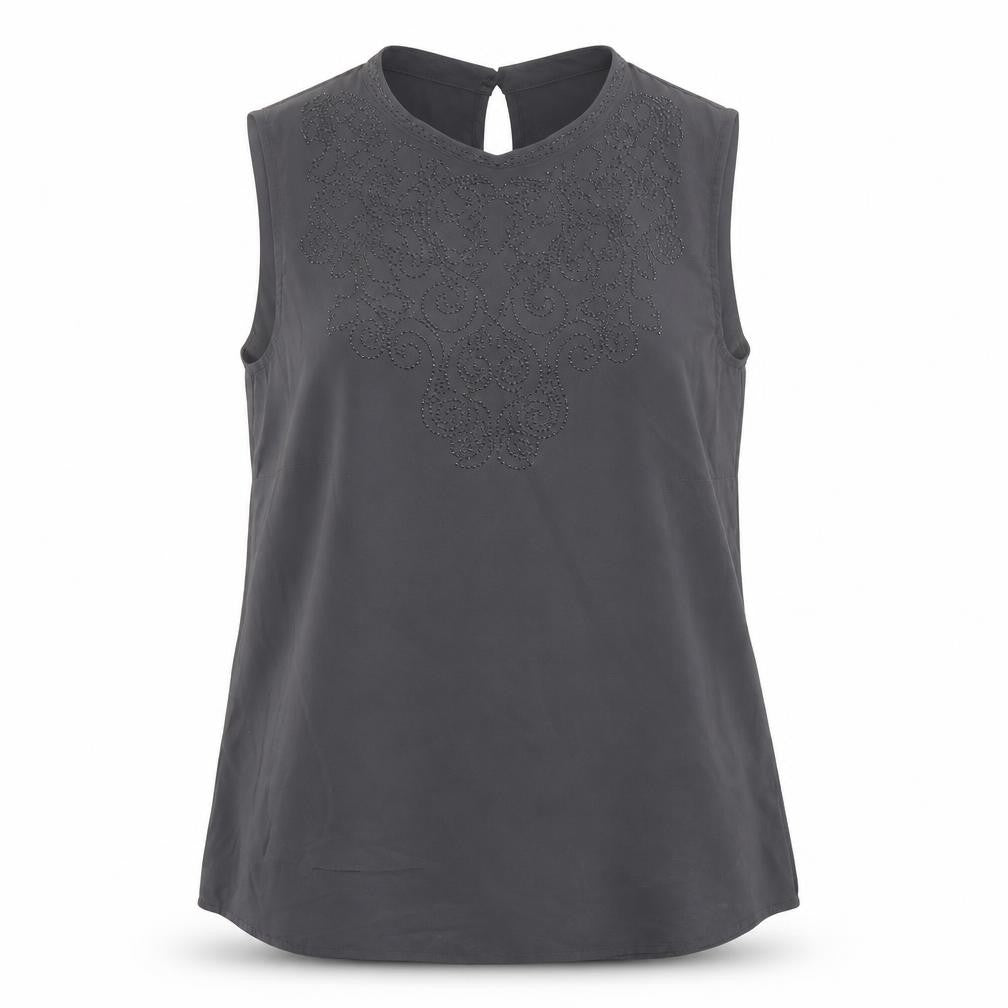 H&M Womens Grey Polyester Basic Tank Size 8 Round Neck
