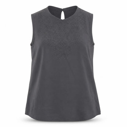 H&M Womens Grey Polyester Basic Tank Size 8 Round Neck