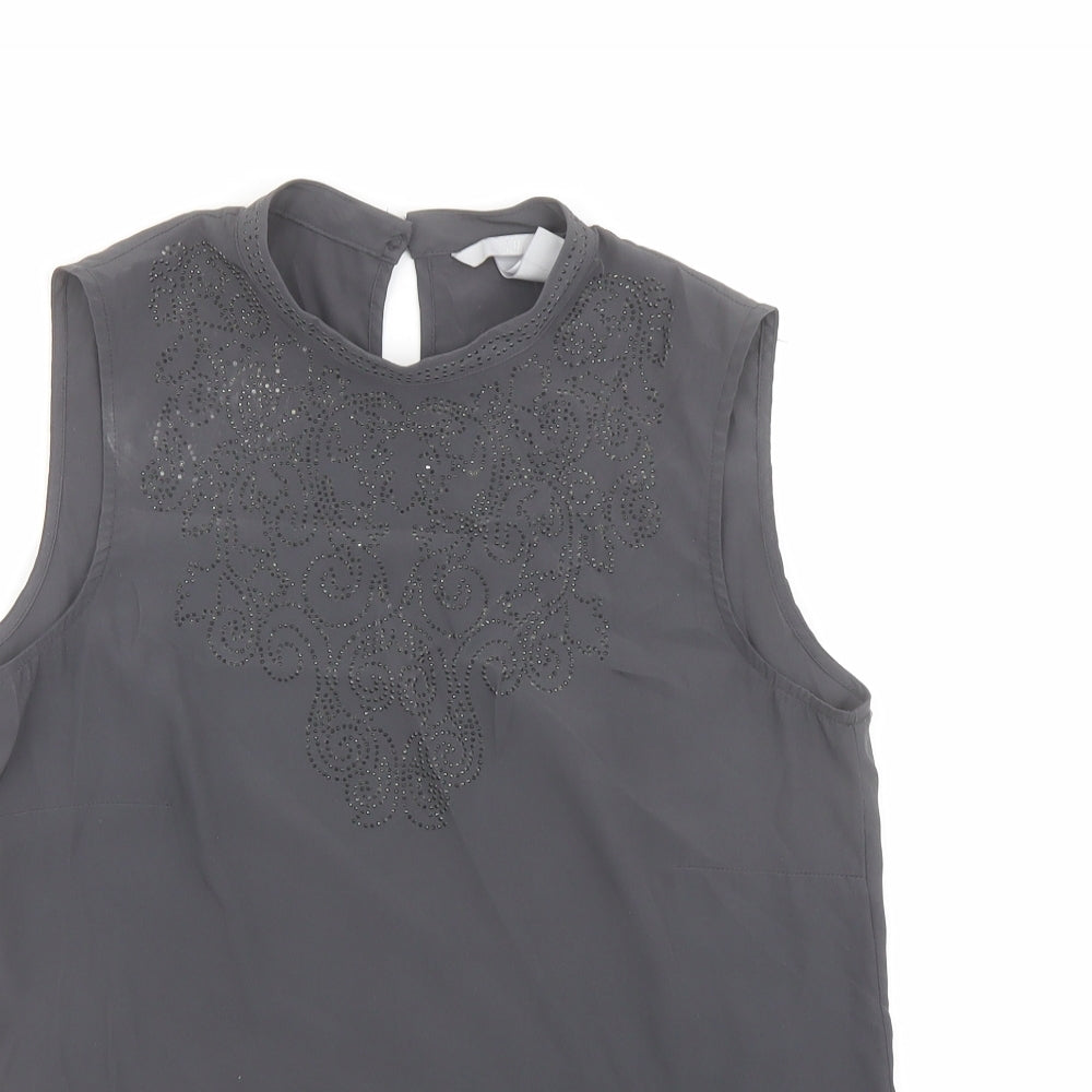 H&M Womens Grey Polyester Basic Tank Size 8 Round Neck