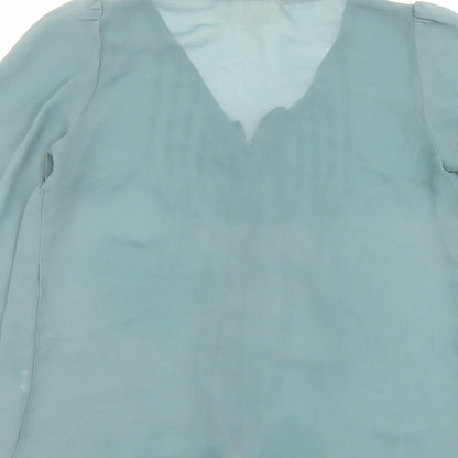 Pins & Needles Womens Green Polyester Basic Blouse Size S V-Neck