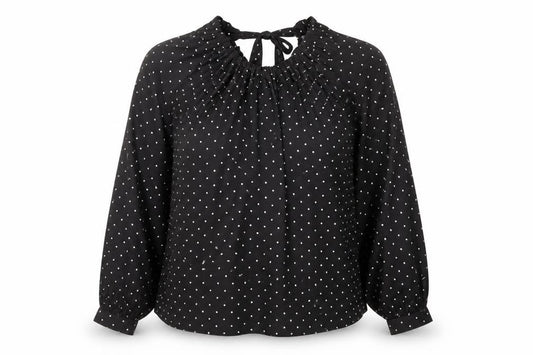 Marks and Spencer Womens Black Geometric Polyester Basic Blouse Size 12 Round Neck