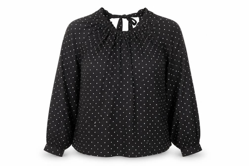 Marks & Spencer Womens Black Geometric Polyester Basic Blouse Size 12 Round Neck