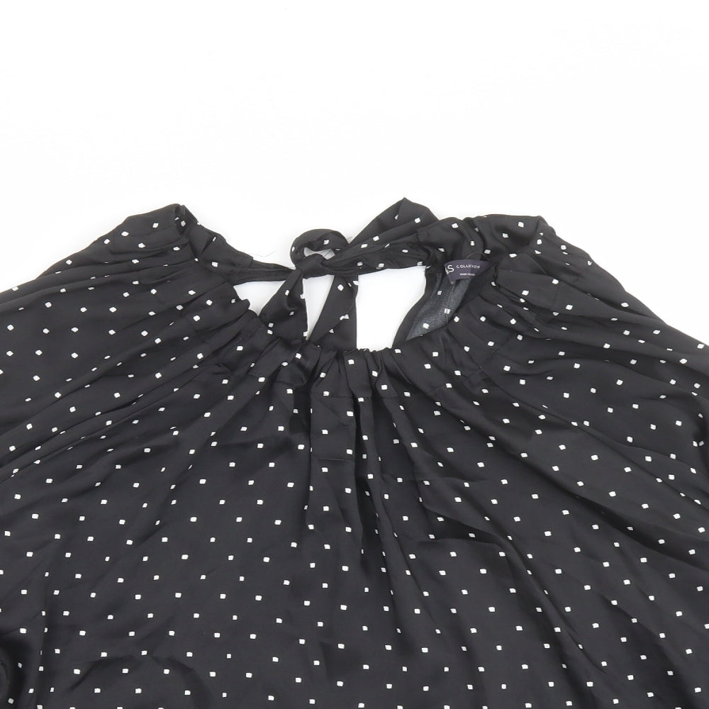 Marks and Spencer Womens Black Geometric Polyester Basic Blouse Size 12 Round Neck