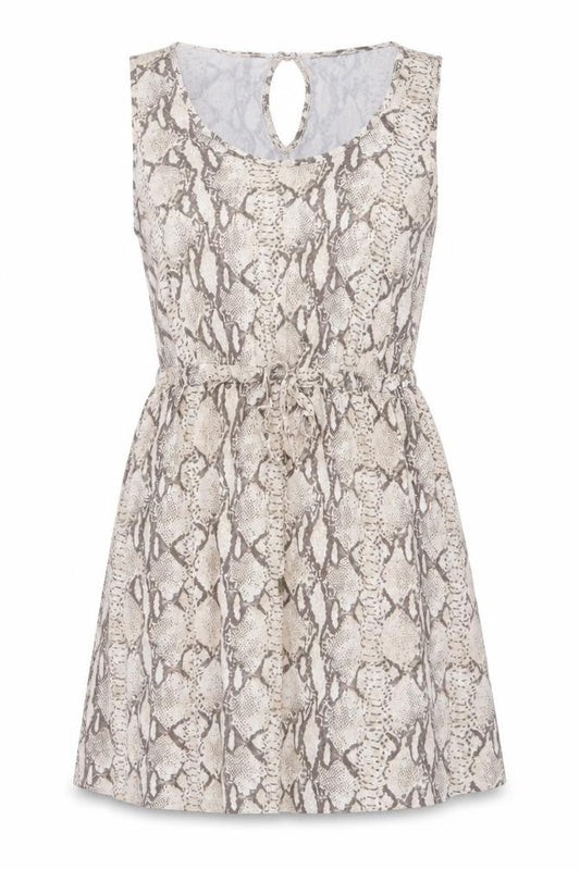 H&M Womens Beige Animal Print Viscose Tank Dress Size M Scoop Neck Pullover - Snakeskin pattern