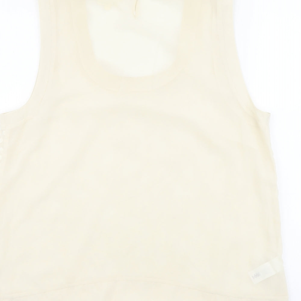 NEXT Womens Beige Floral Polyester Basic Tank Size 16 Scoop Neck