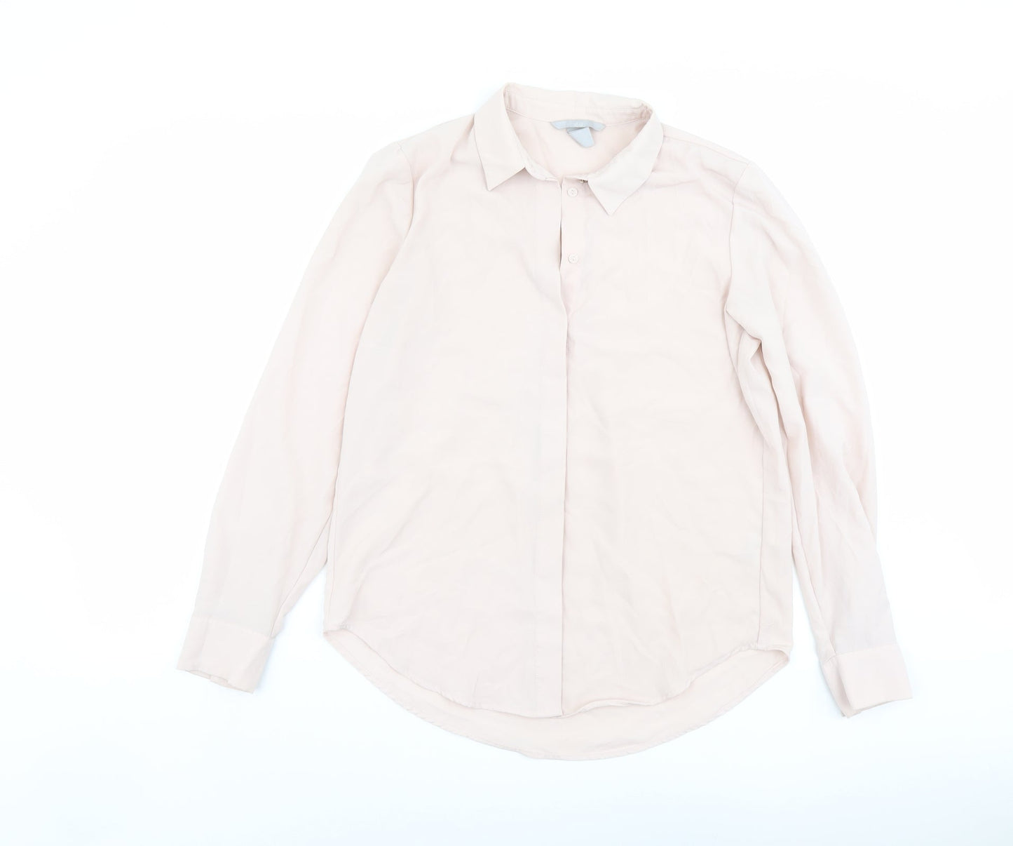 H&M Womens Pink Polyester Basic Button-Up Size 6 Collared