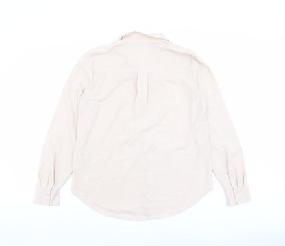 H&M Womens Pink Polyester Basic Button-Up Size 6 Collared