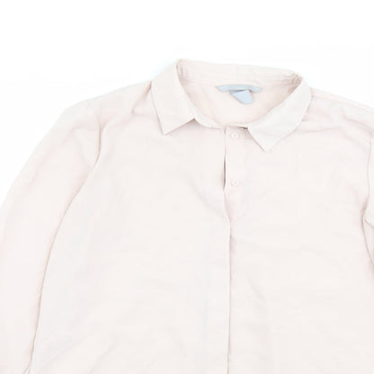 H&M Womens Pink Polyester Basic Button-Up Size 6 Collared
