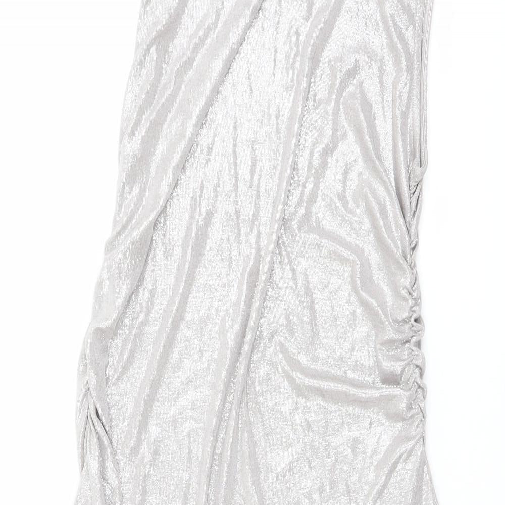 H&M Womens Grey Polyester A-Line Size M Boat Neck Pullover