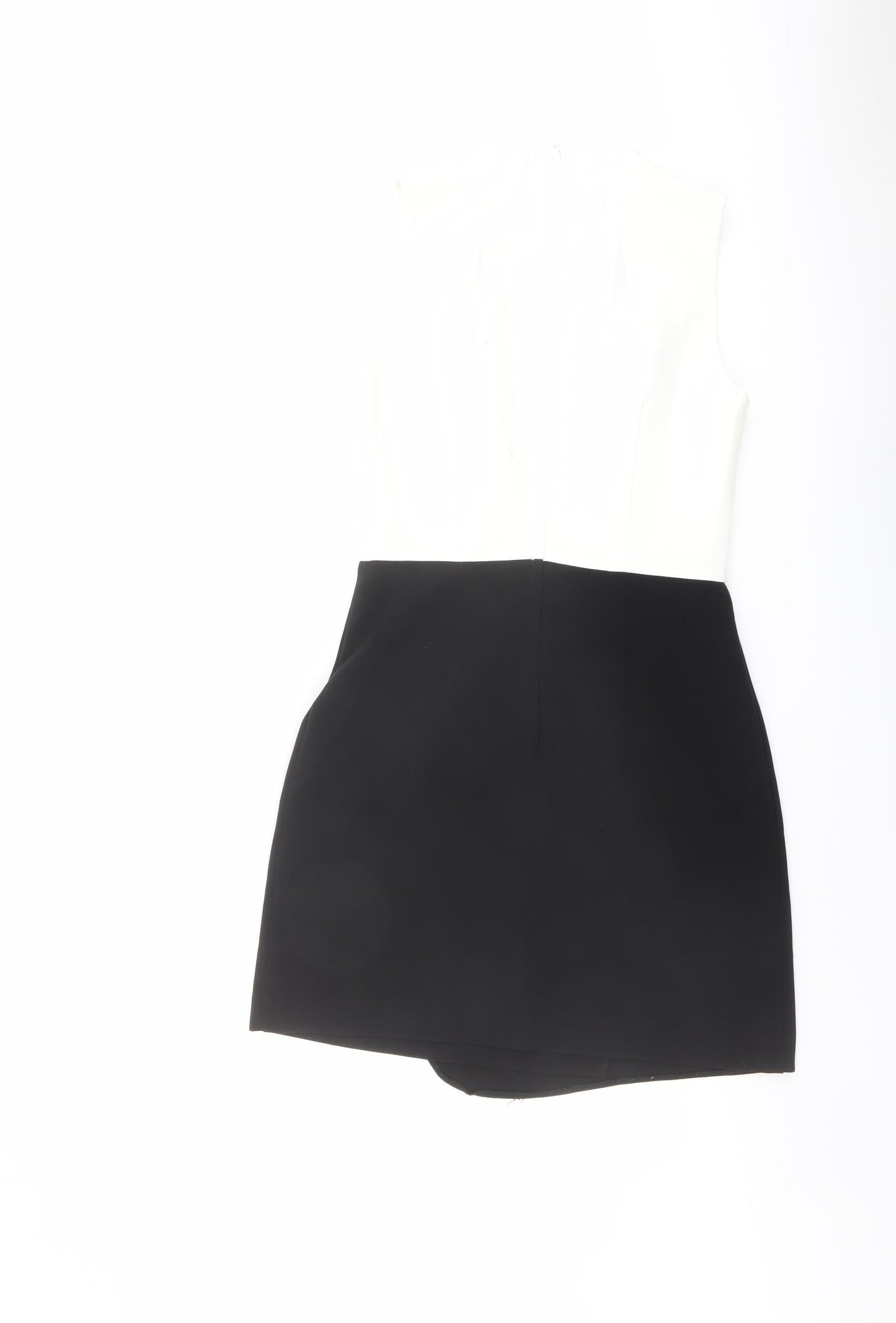 H&M Womens Black Colourblock Polyester A-Line Size 10 Round Neck Zip