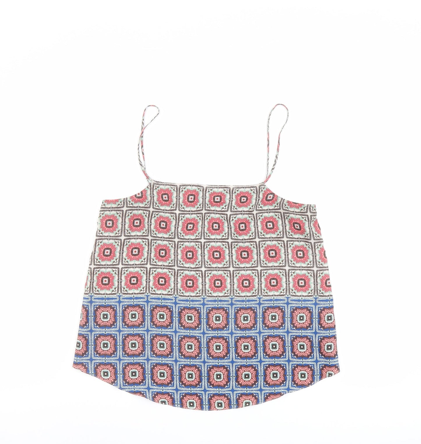 Topshop Womens Multicoloured Geometric Polyester Camisole Tank Size 10 Square Neck