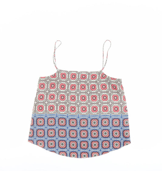 Topshop Womens Multicoloured Geometric Polyester Camisole Tank Size 10 Square Neck