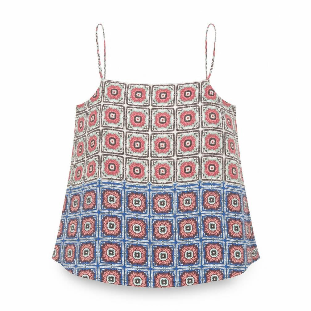 Topshop Womens Multicoloured Geometric Polyester Camisole Tank Size 10 Square Neck