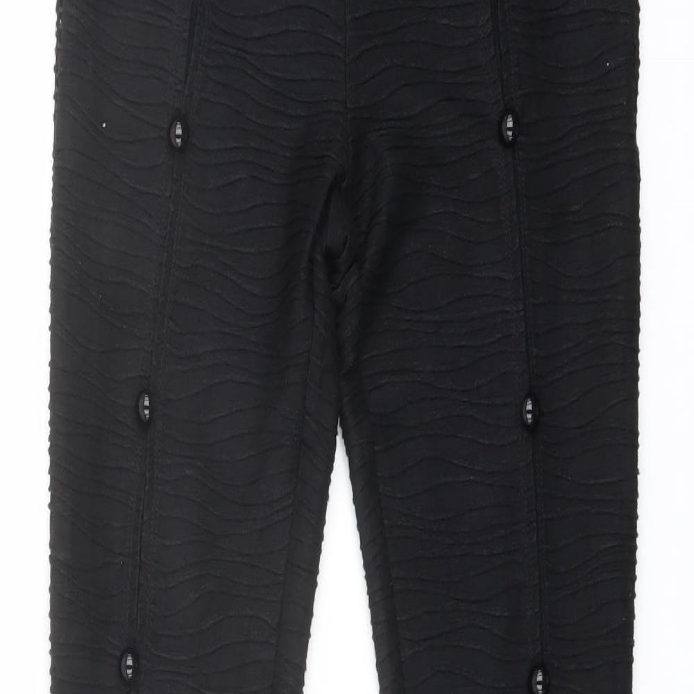 Solado Womens Black Polyester Trousers Size S L33 in Regular Zip