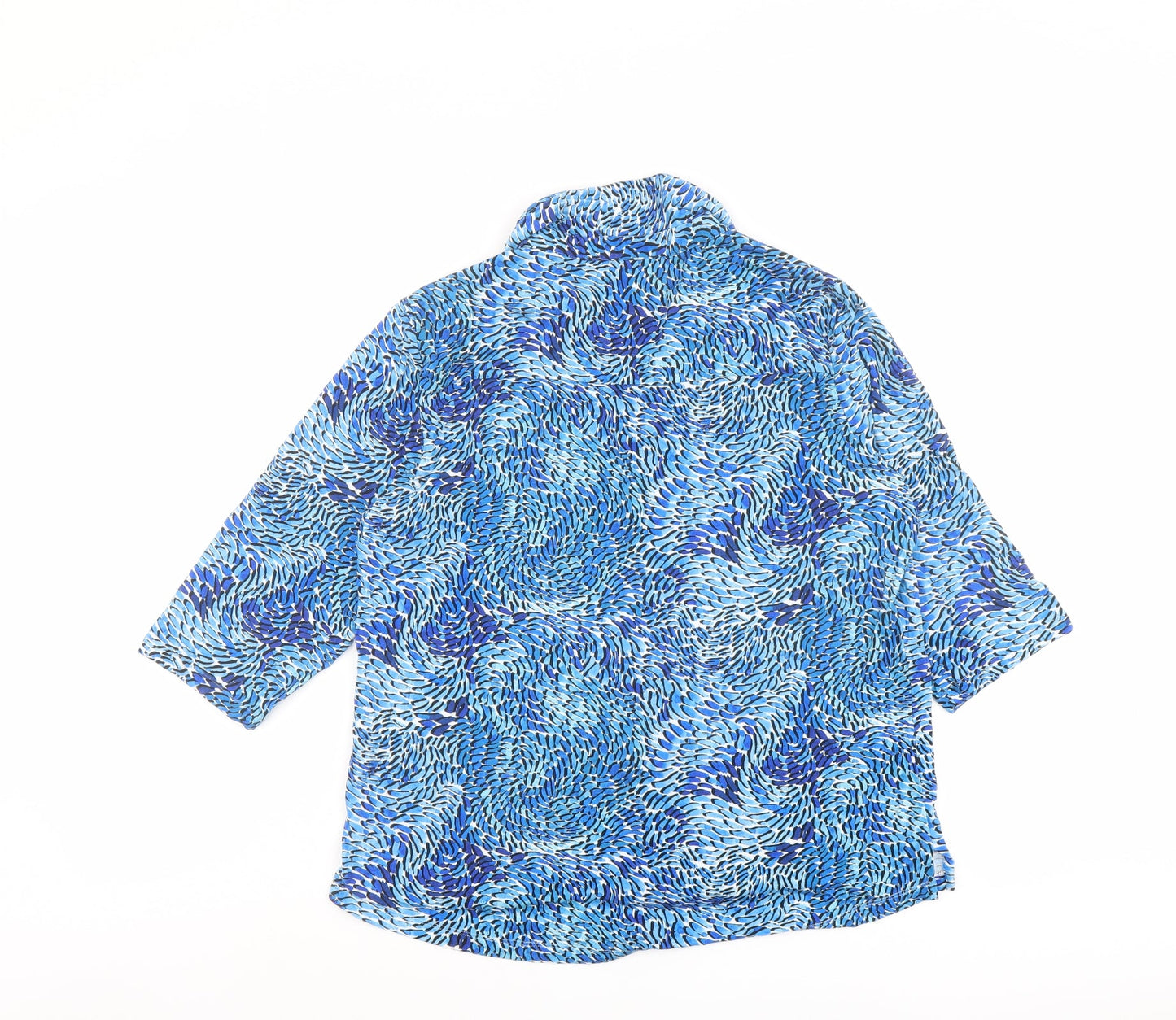 Bella di Note Womens Blue Geometric Viscose Basic Button-Up Size 14 Collared