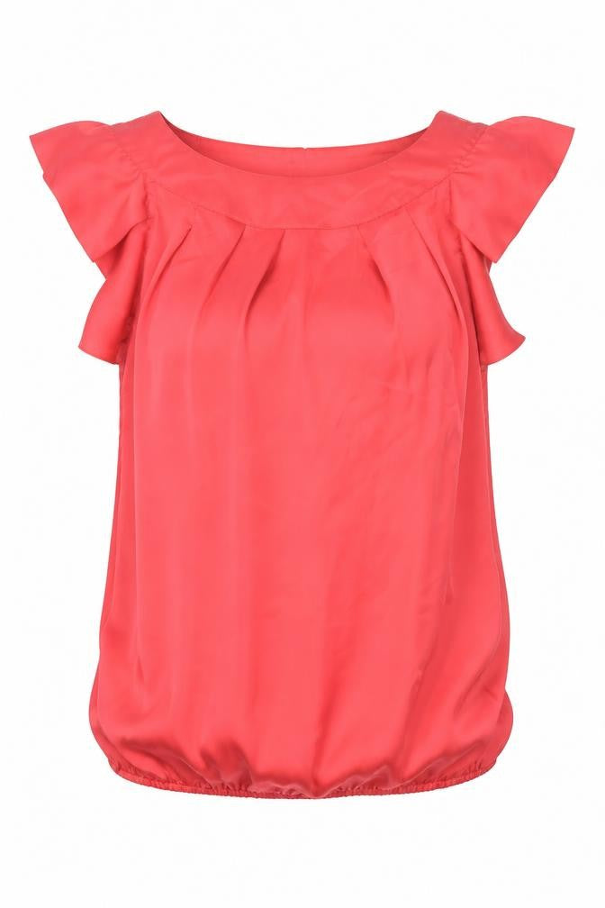 River Island Womens Red Polyester Basic Blouse Size 10 Boat Neck