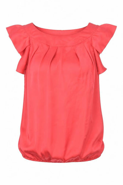 River Island Womens Red Polyester Basic Blouse Size 10 Boat Neck