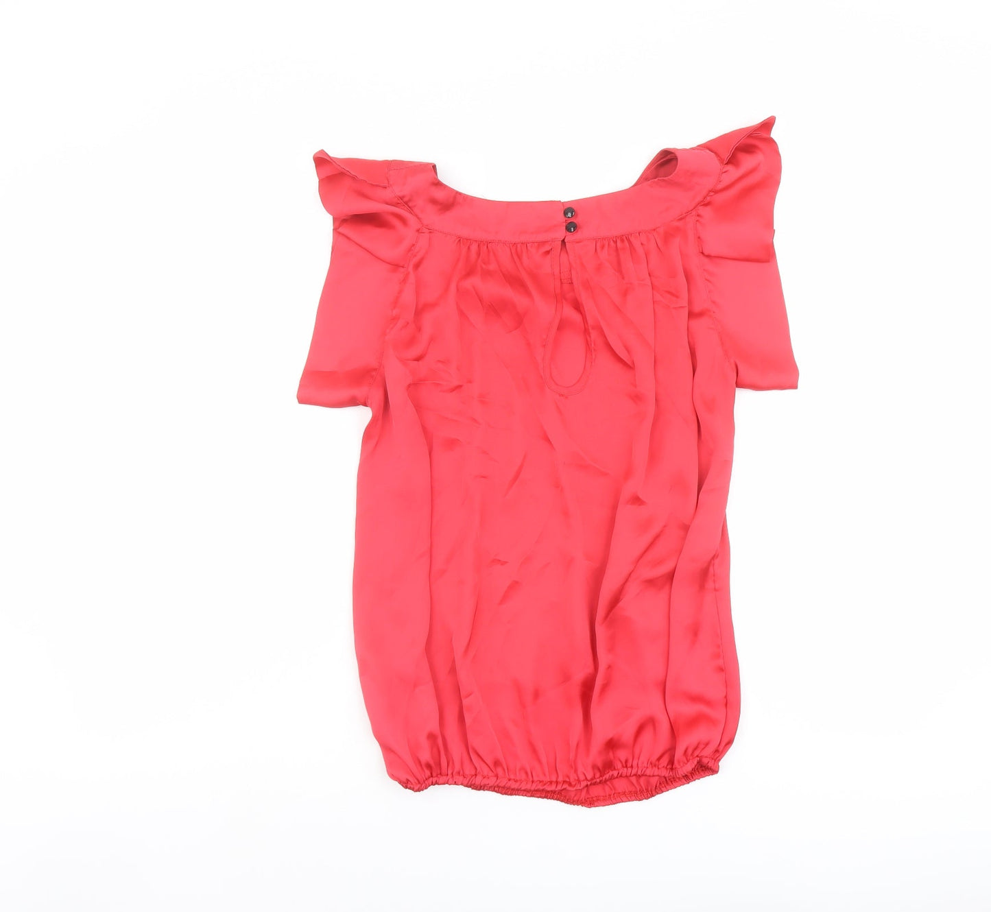 River Island Womens Red Polyester Basic Blouse Size 10 Boat Neck