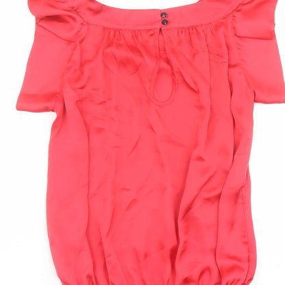 River Island Womens Red Polyester Basic Blouse Size 10 Boat Neck